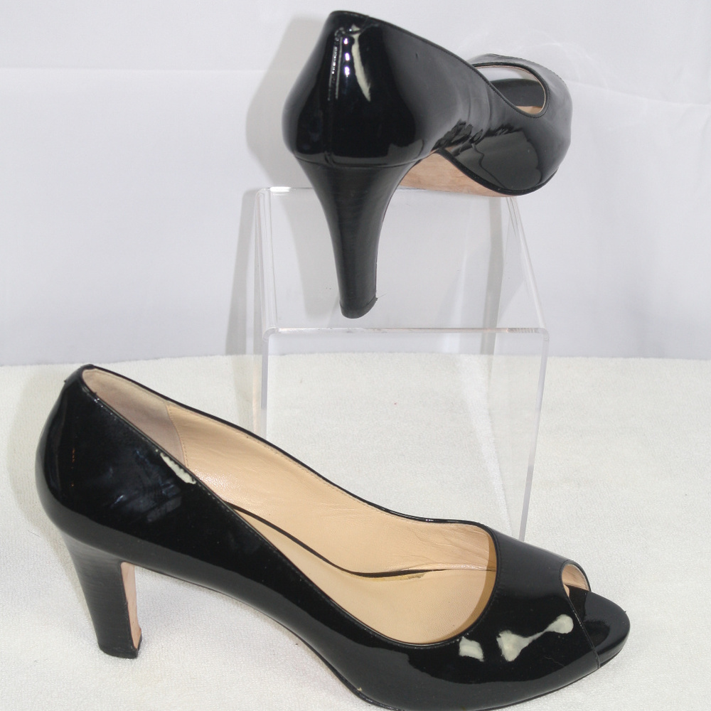 Beautiful Black Patent Cole Haan Peep Toe EUC